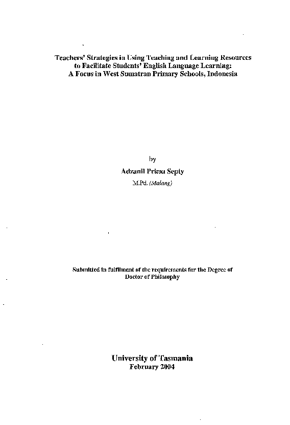 (PDF) Teachers' strategies in using teaching and learning resources to