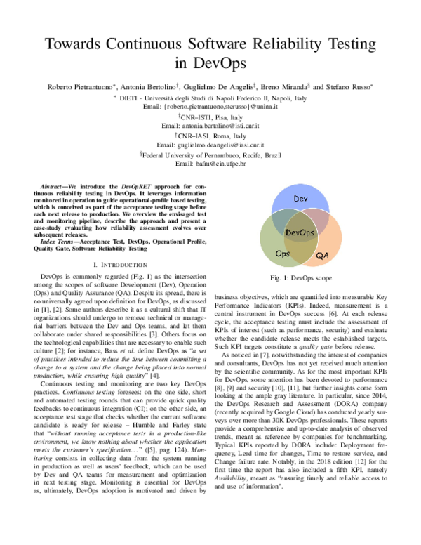 (PDF) Towards Continuous Software Reliability Testing in DevOps
