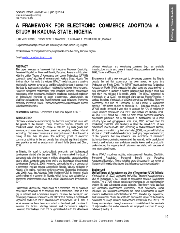 (PDF) A Framework for Electronic Commerce Adoption: A Study in Kaduna ...