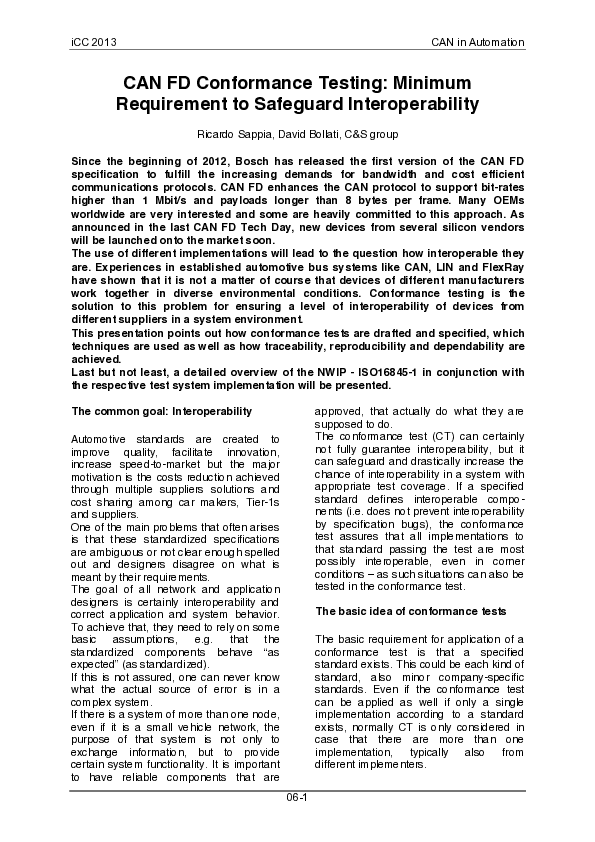 (PDF) CAN FD Conformance Testing: Minimum Requirement to Safeguard ...
