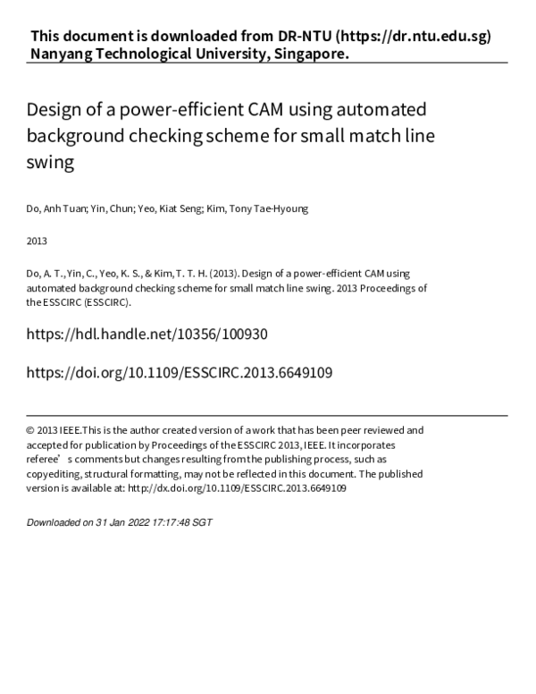 (PDF) Design of a power-efficient CAM using automated background ...
