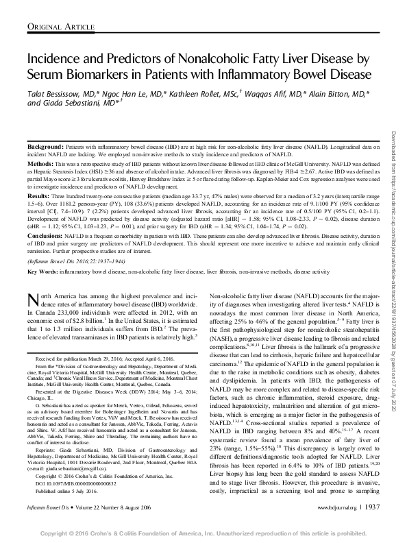 (PDF) Incidence and Predictors of Nonalcoholic Fatty Liver Disease by ...