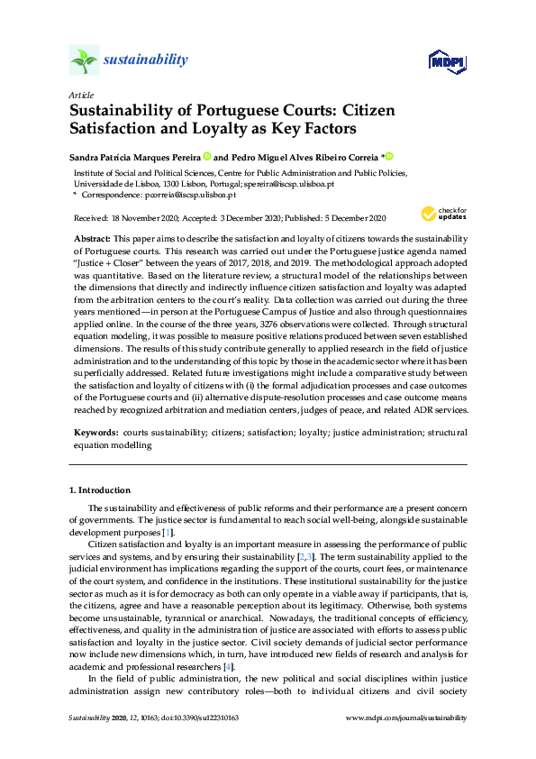 (PDF) Sustainability of Portuguese Courts Citizen Satisfaction and