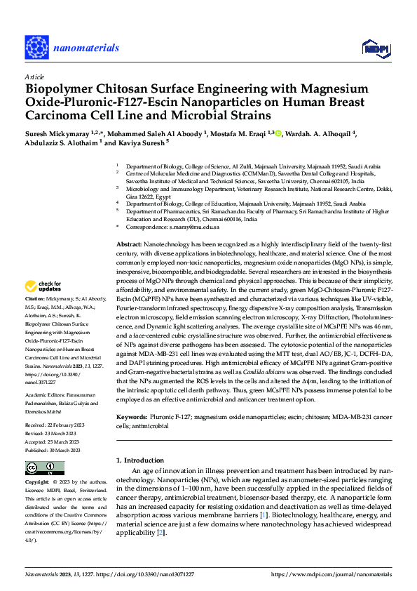 (PDF) Biopolymer Chitosan Surface Engineering with Magnesium Oxide ...