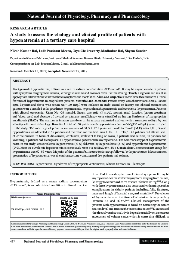 (PDF) A study to assess the etiology and clinical profile of patients ...