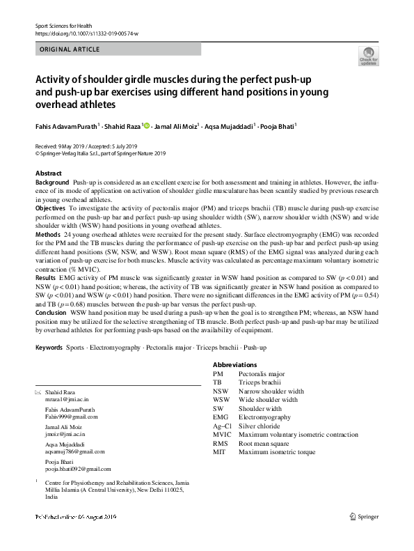 (PDF) Activity of shoulder girdle muscles during the perfect pushup