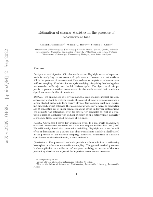 (PDF) Estimation of circular statistics in the presence of measurement bias
