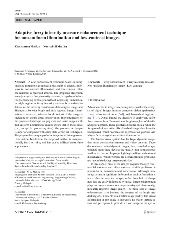 (PDF) Adaptive fuzzy intensity measure enhancement technique for non ...