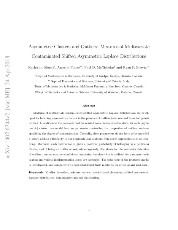 (PDF) Asymmetric clusters and outliers: Mixtures of multivariate ...