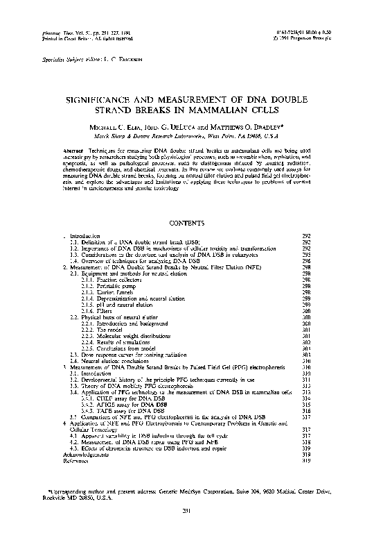 (PDF) Significance and measurement of DNA double strand breaks in ...