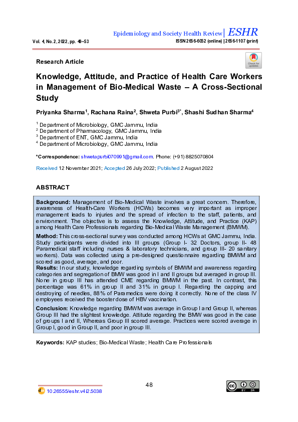 (PDF) Knowledge, Attitude, and Practice of Health Care Workers in ...