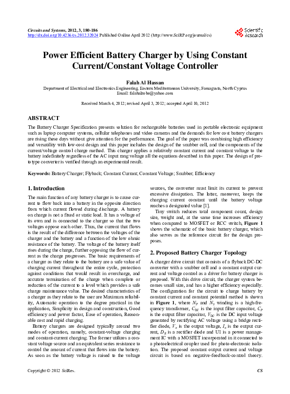 (PDF) Power Efficient Battery Charger by Using Constant Current ...