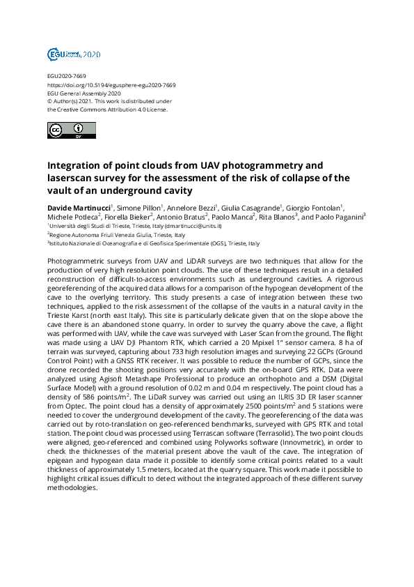 (PDF) Integration of point clouds from UAV photogrammetry and laserscan ...