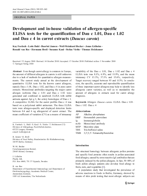 (PDF) Development and in-house validation of allergen-specific ELISA ...