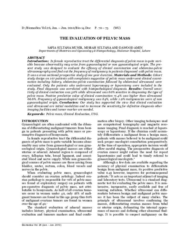 (PDF) The Evaluation of Pelvic Mass Safia