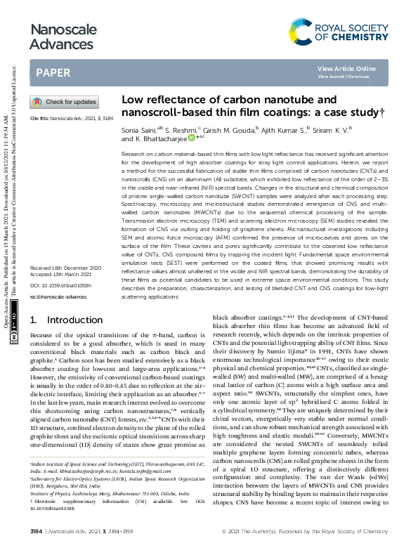 (PDF) Low reflectance of carbon nanotube and nanoscroll-based thin film ...