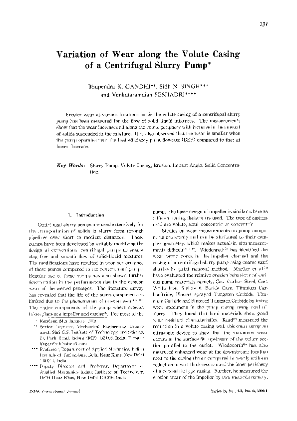 (PDF) Variation of Wear along the Volute Casing of a Centrifugal Slurry ...