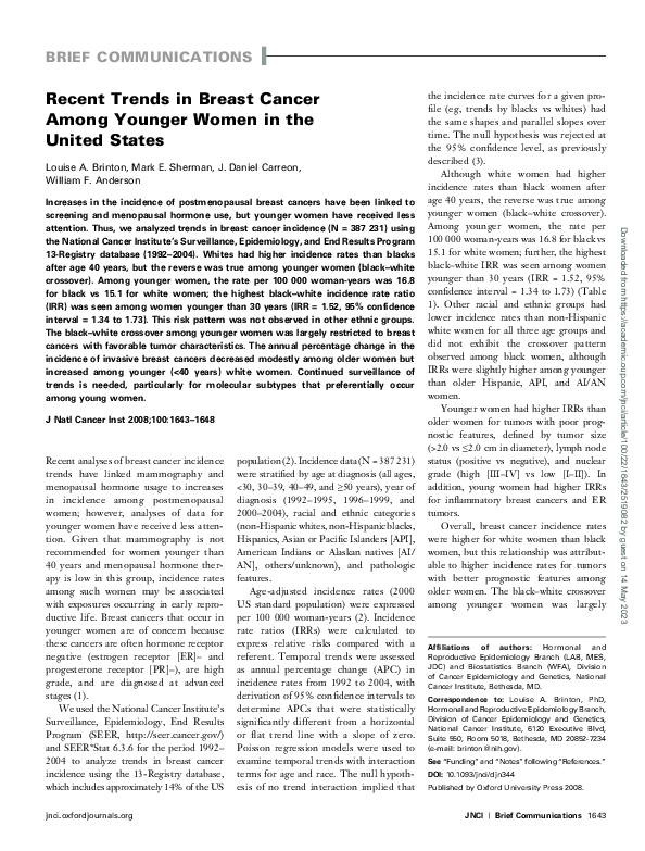 (PDF) Recent Trends in Breast Cancer Among Younger Women in the United ...