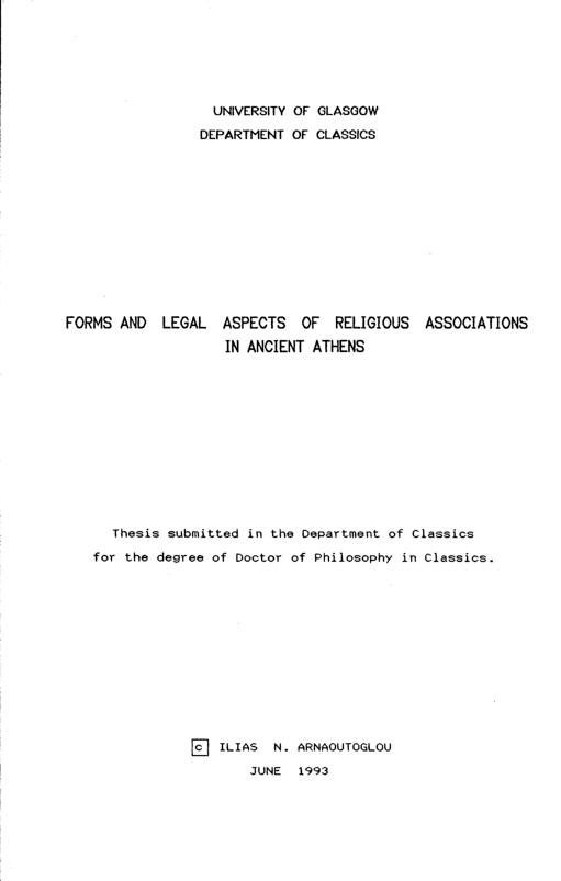 PDF) Forms and Legal Aspects of Religious Associations in Ancient 
