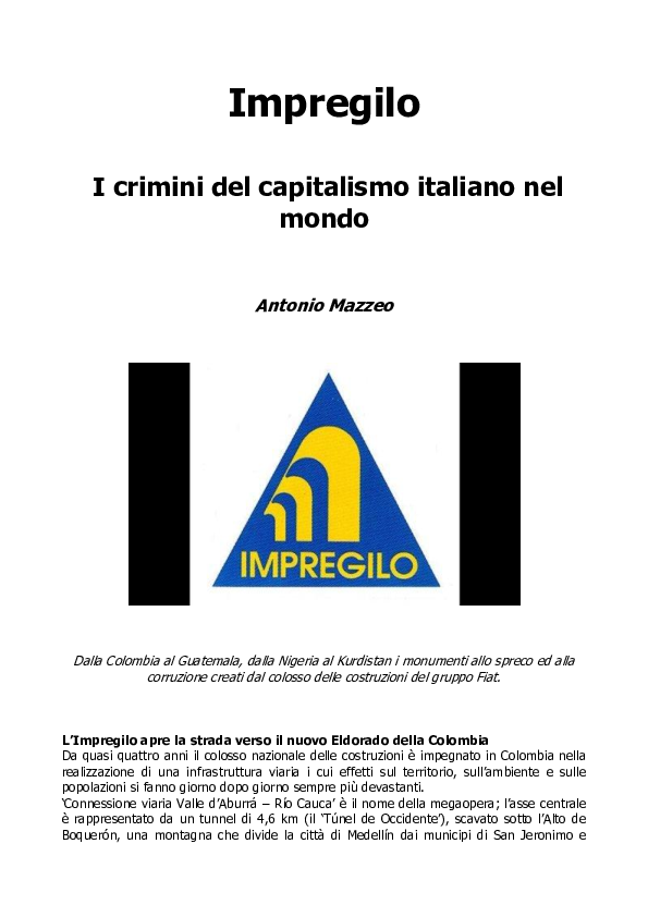 (PDF) Impregilo. I crimini del capitalismo italiano nel mondo