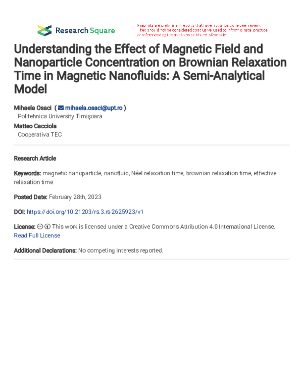 (PDF) Understanding the Effect of Magnetic Field and Nanoparticle ...