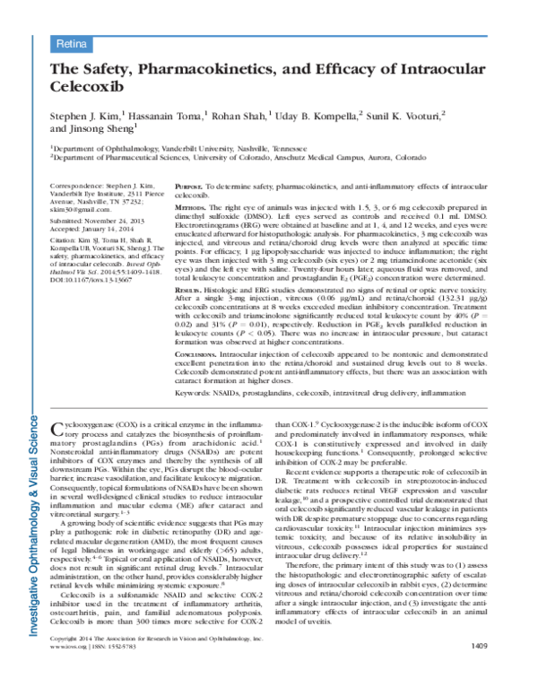 (PDF) The Safety, Pharmacokinetics, and Efficacy of Intraocular Celecoxib