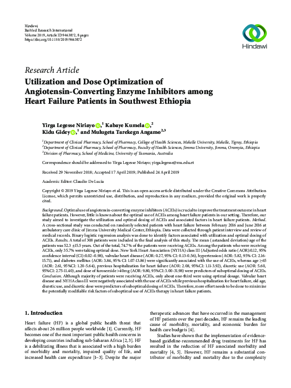 (PDF) Utilization and Dose Optimization of Angiotensin-Converting ...
