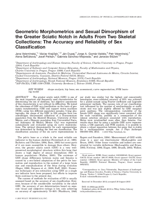 (PDF) Technical Note: Geometric morphometrics and sexual dimorphism of ...