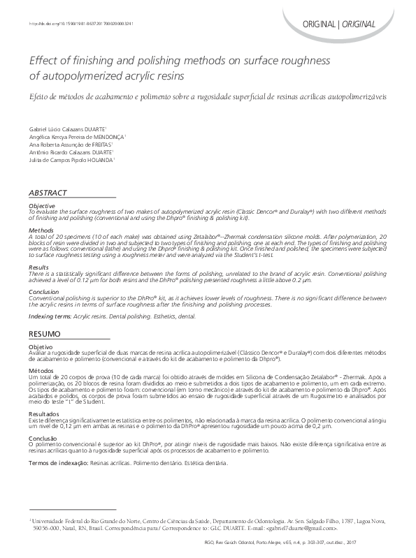 (PDF) Effect of finishing and polishing methods on surface roughness of ...