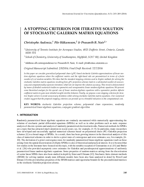 (PDF) A Stopping Criterion for Iterative Solution of Stochastic ...