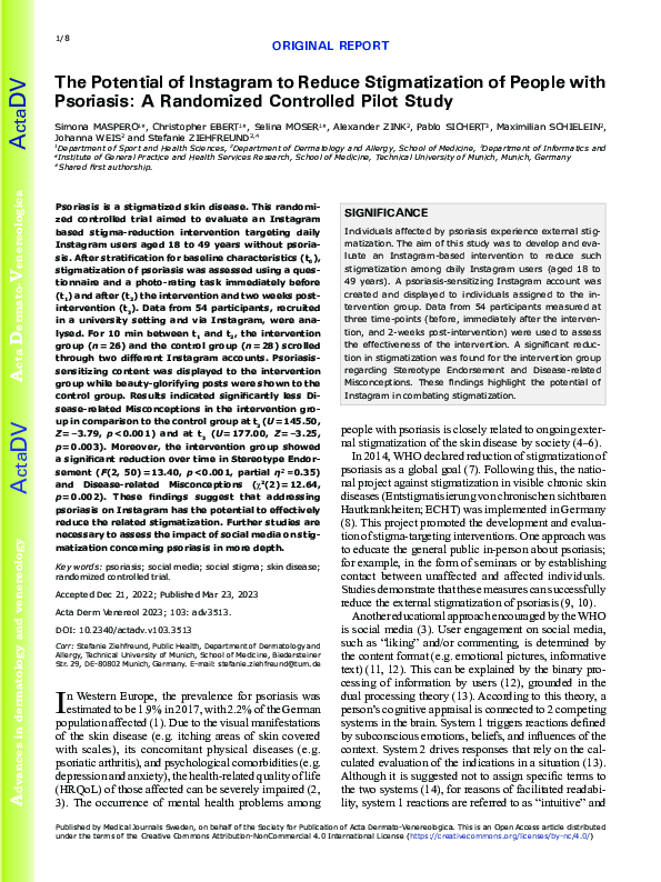 (PDF) The Potential of Instagram to Reduce Stigmatization of People ...