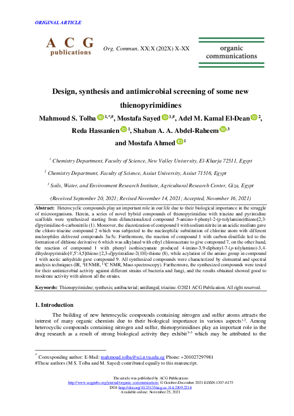 (PDF) Design, synthesis and antimicrobial screening of some new ...