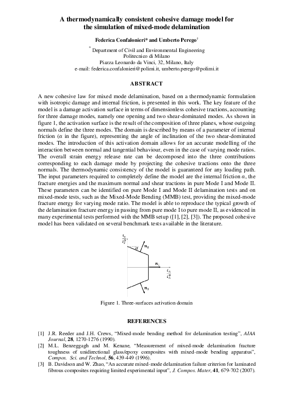 (PDF) A thermodynamically consistent cohesive damage model for the ...