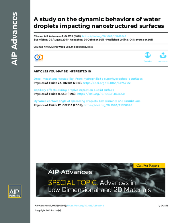 (PDF) A study on the dynamic behaviors of water droplets impacting ...