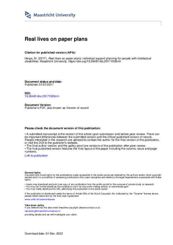 (PDF) Real lives on paper plans