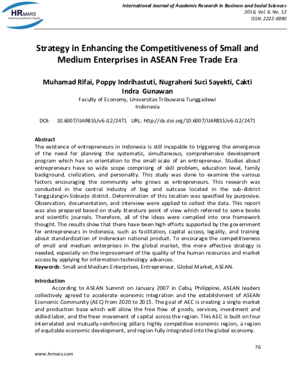 (PDF) Strategy in Enhancing the Competitiveness of Small and Medium ...