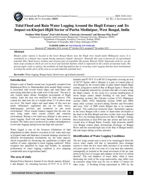 (PDF) Tidal Flood and Rain Water Logging Around the Hugli Estuary and ...