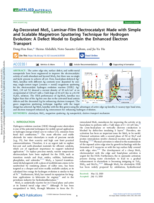 (PDF) AgDecorated MoSx LaminarFilm Electrocatalyst Made with Simple