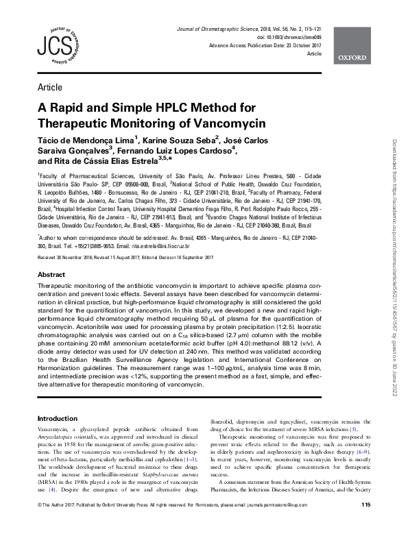 (PDF) A Rapid and Simple HPLC Method for Therapeutic Monitoring of ...