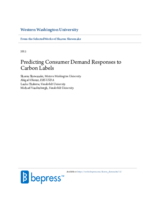 (PDF) Predicting consumer demand responses to carbon labels