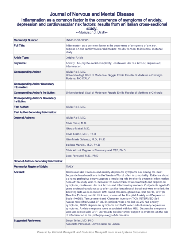 (PDF) The Association Between Symptoms of Anxiety, Depression, and ...