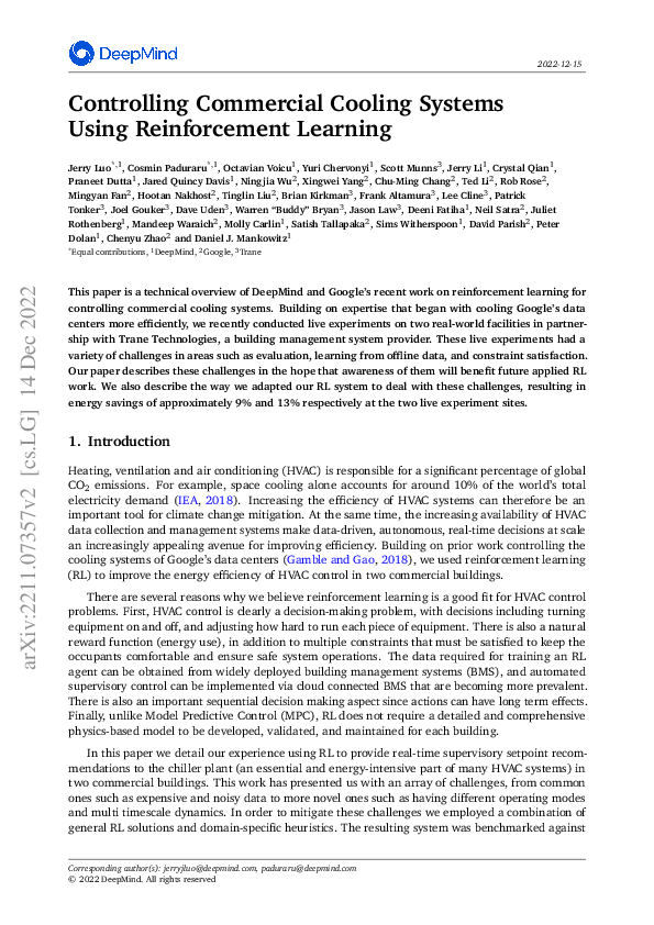 (PDF) Controlling Commercial Cooling Systems Using Reinforcement