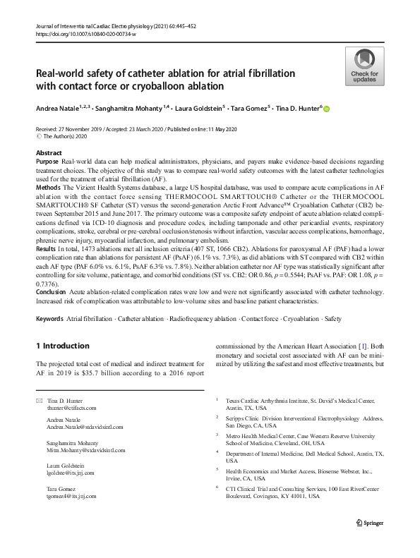 (PDF) Real-world safety of catheter ablation for atrial fibrillation ...