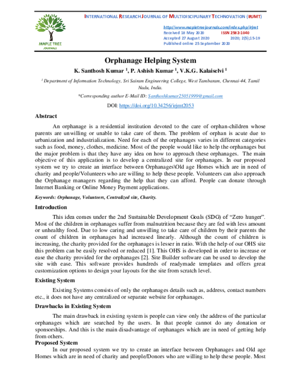 (PDF) Orphanage Helping System