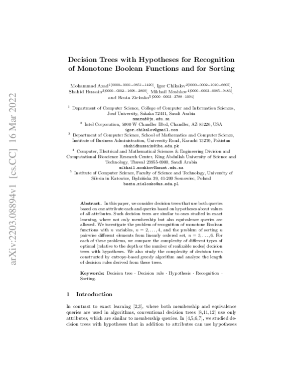 (PDF) Decision Trees with Hypotheses for Recognition of Monotone ...