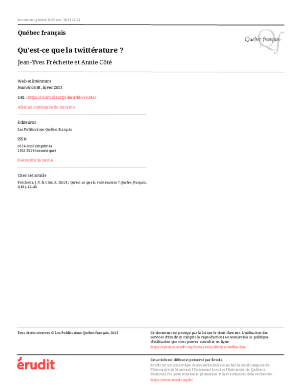 (PDF) Qu’est-ce que la twittérature