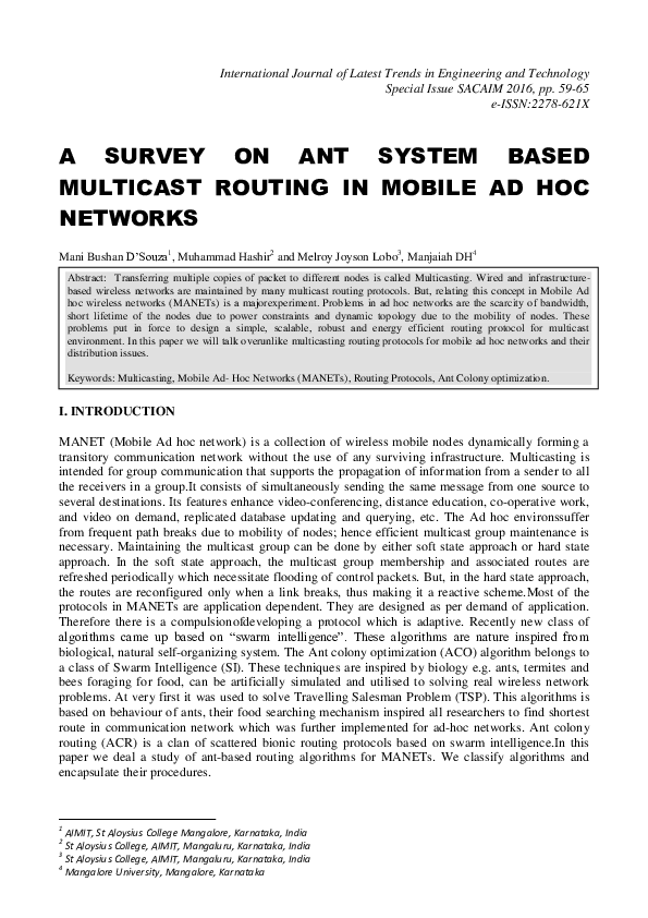 (PDF) A Survey on Ant System Based Multicast Routing in Mobile Ad Hoc ...