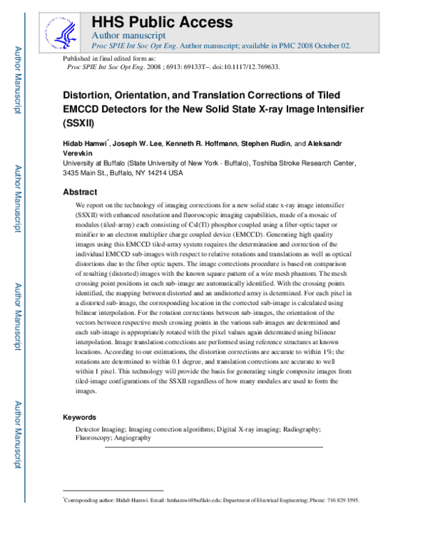 (PDF) Distortion, Orientation, and Translation Corrections of Tiled