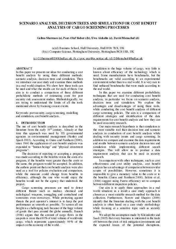 (PDF) Scenario Analysis, Decision Trees and Simulation for Cost Benefit ...