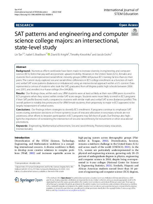 (PDF) SAT patterns and engineering and computer science college majors ...